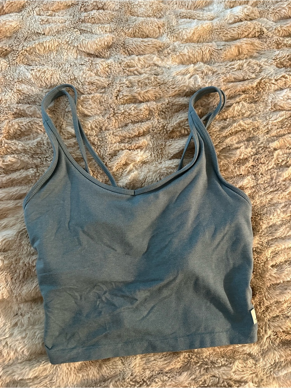 Bio Seamless Slate Blue Tank Bralette with Thin Straps
